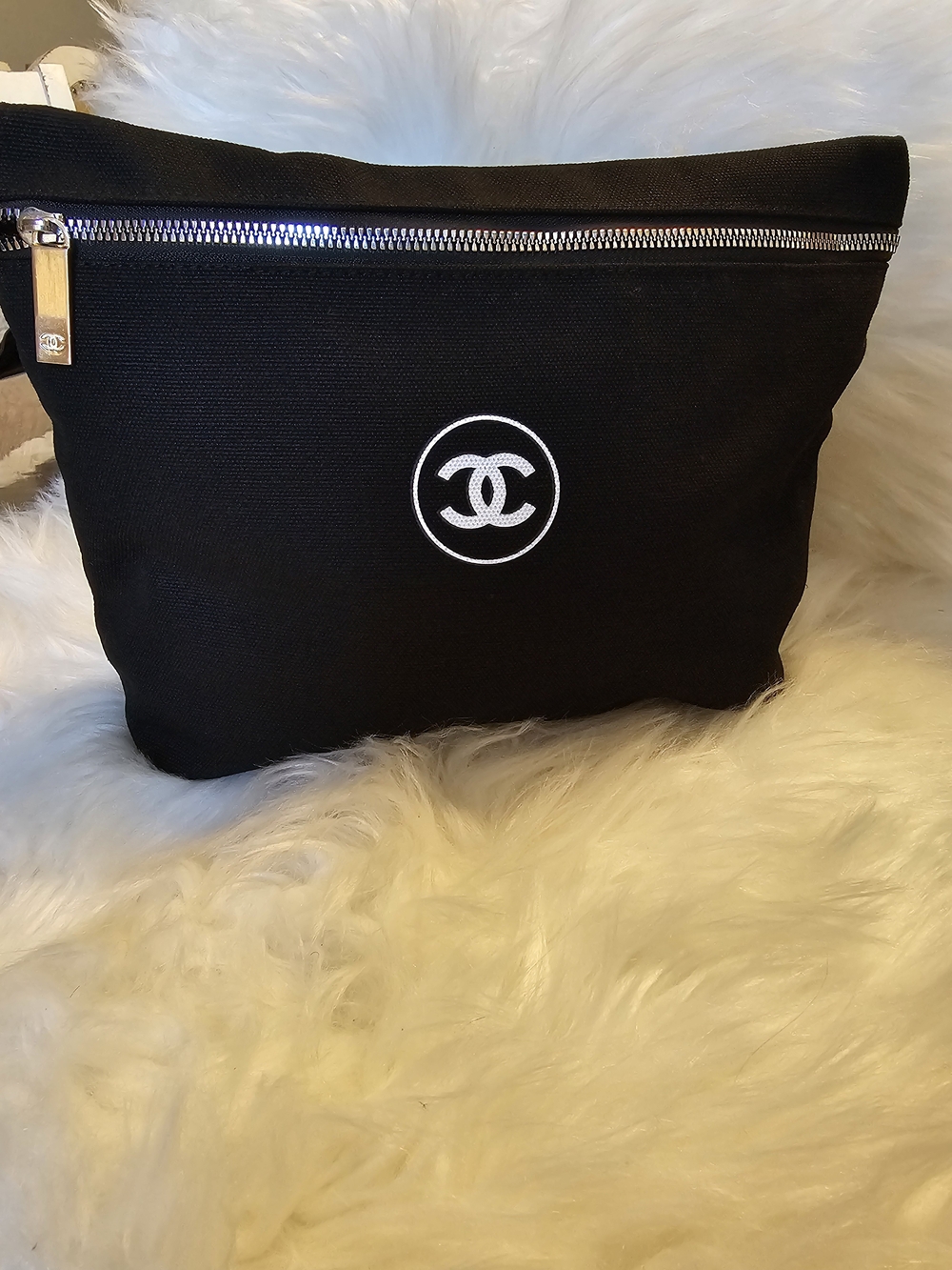 Black Canvas Cosmetic Pouch Or Make Up Bag